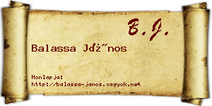 Balassa János névjegykártya